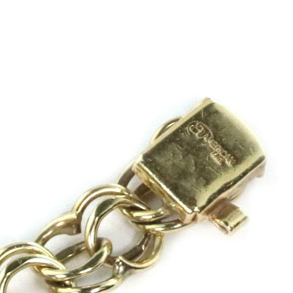 Vintage 14k Yellow Gold Double Ring Charm Bracelet - Picture 4 of 4